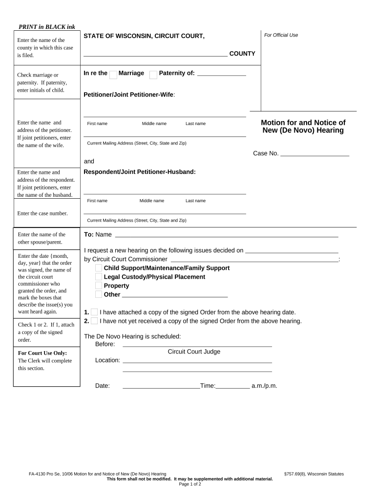 Motion for Notice  Form