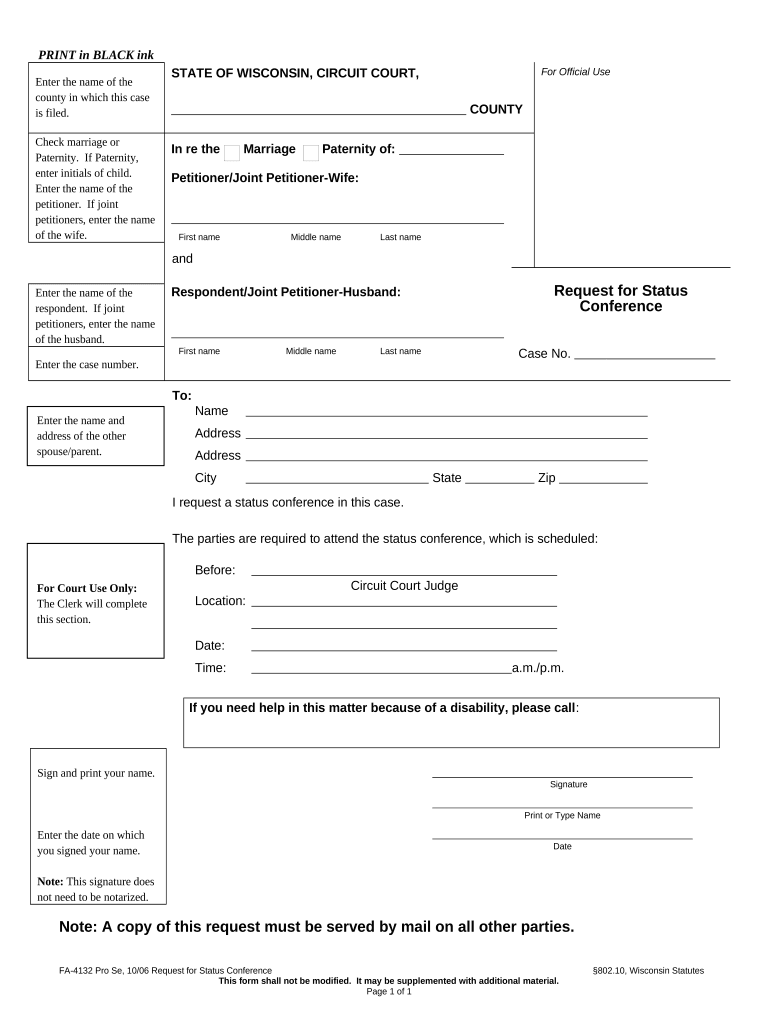 Status Conference Order  Form