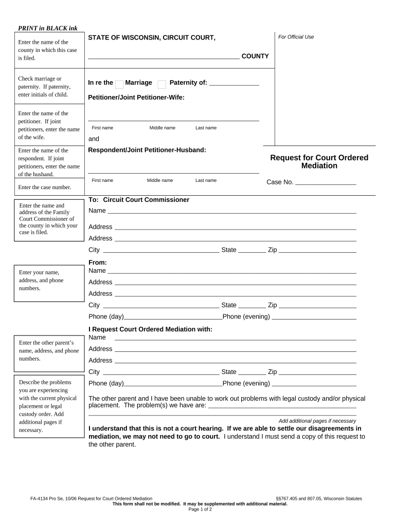 Ordered Mediation  Form
