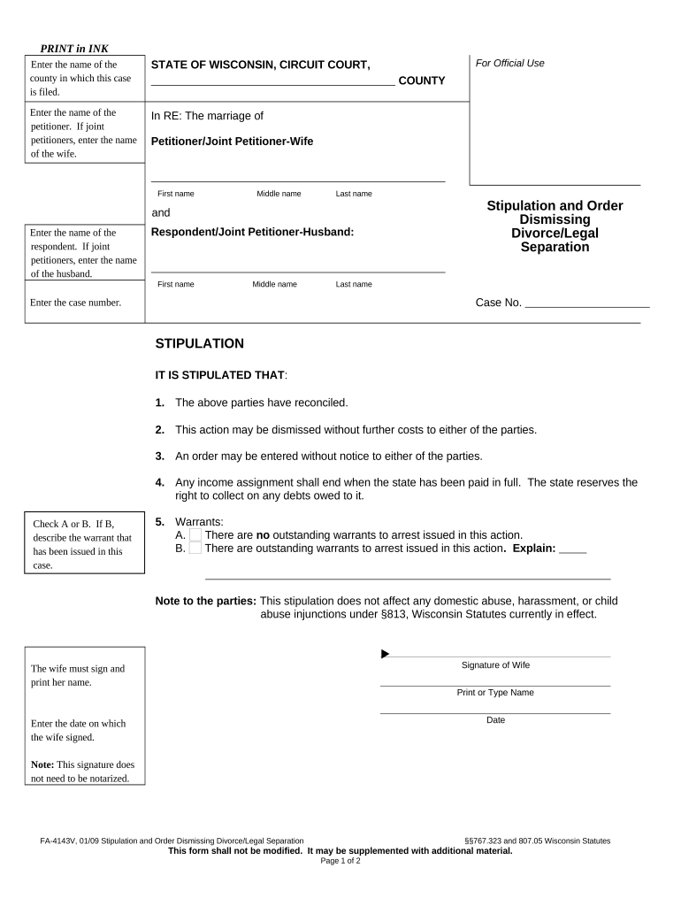 Wisconsin Order Legal  Form