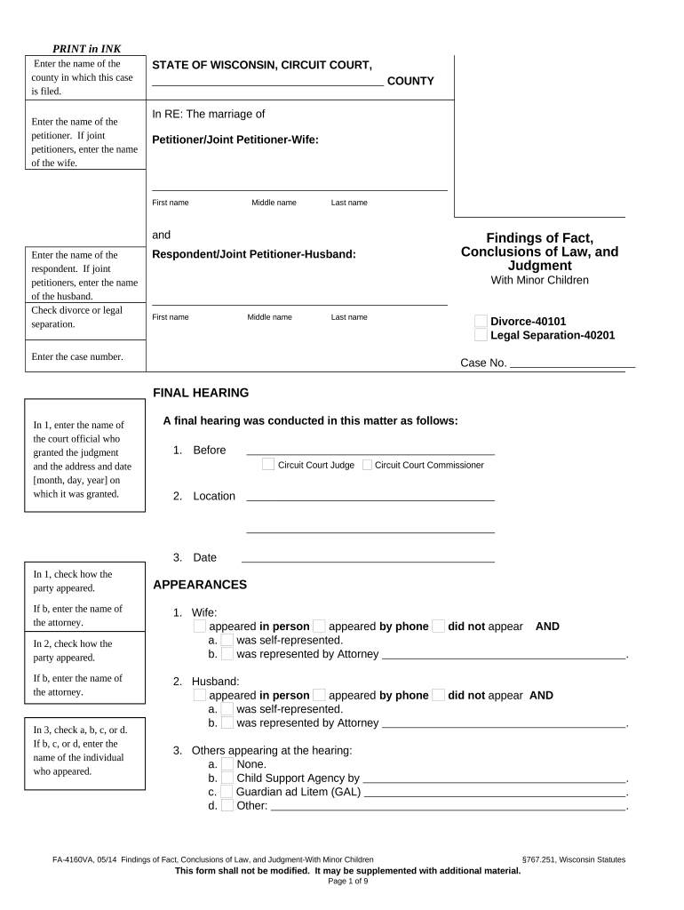 Findings Conclusions Law  Form