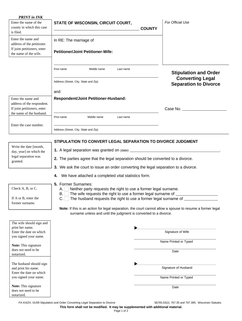 Wi Legal Separation  Form