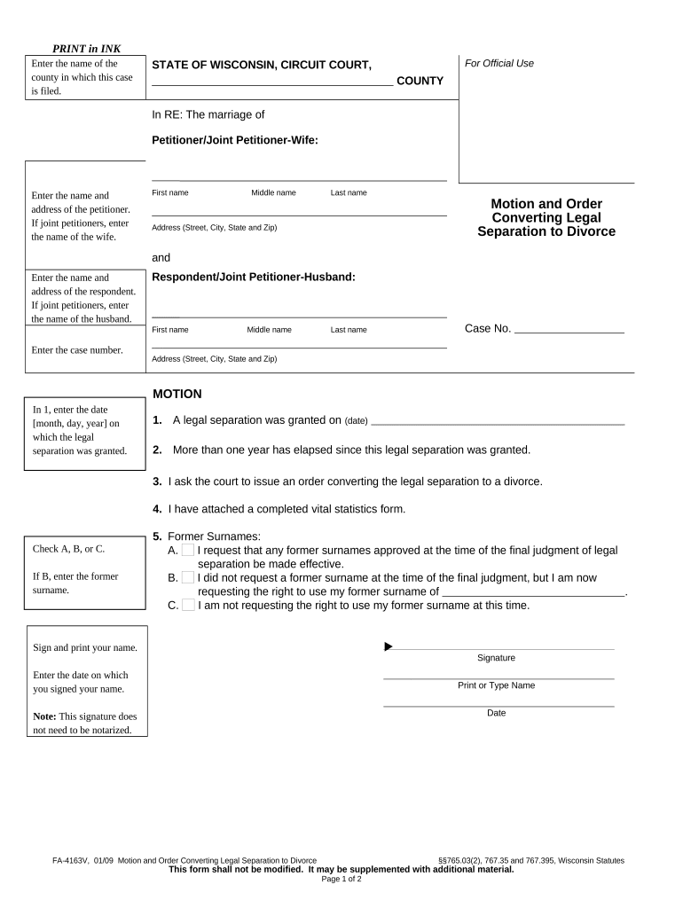 Wi Legal Separation  Form