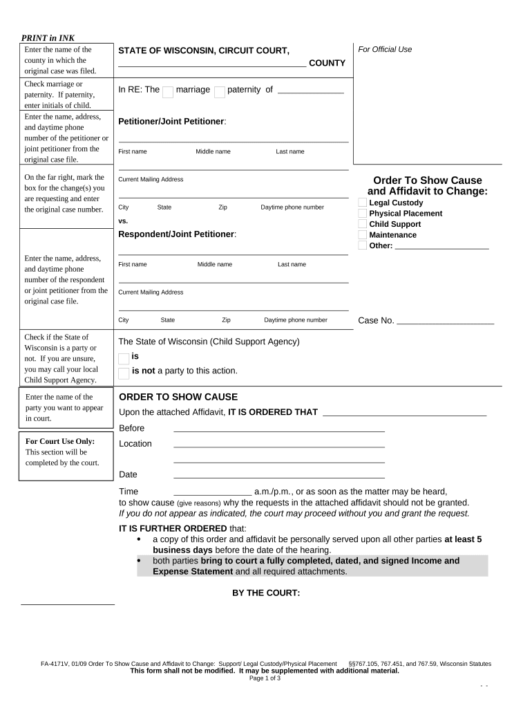 Order Child Support  Form