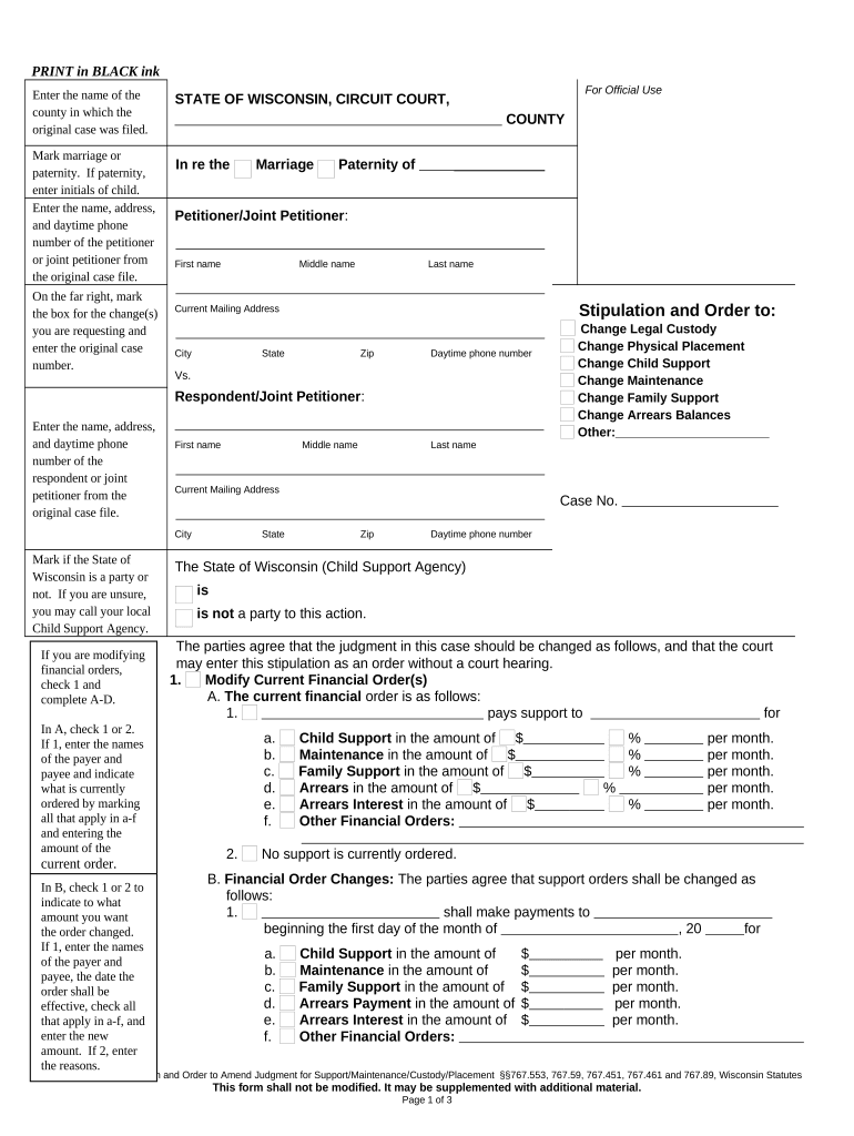 Order Child Placement  Form