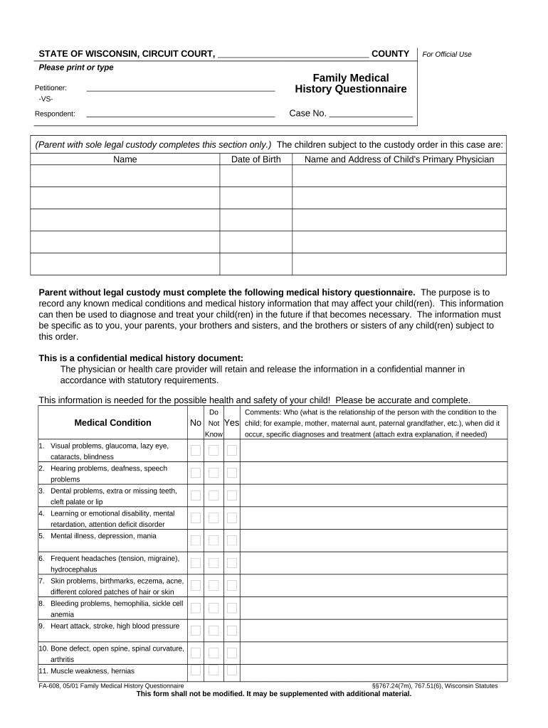 Wi Family Medical  Form