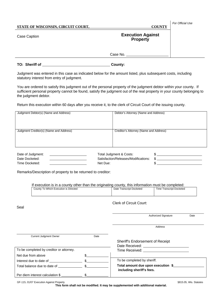 Wisconsin Property  Form