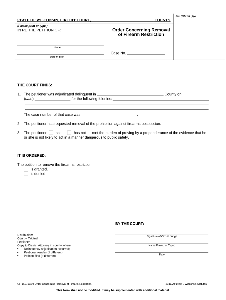 Order Removal  Form