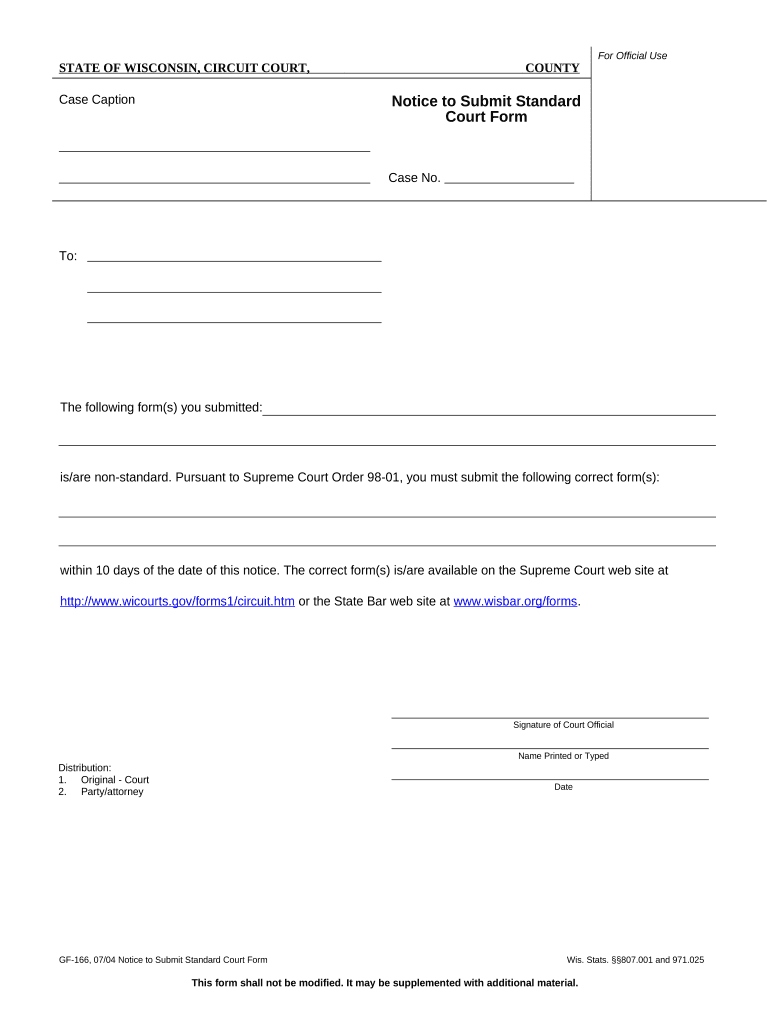 Wisconsin Notice Form