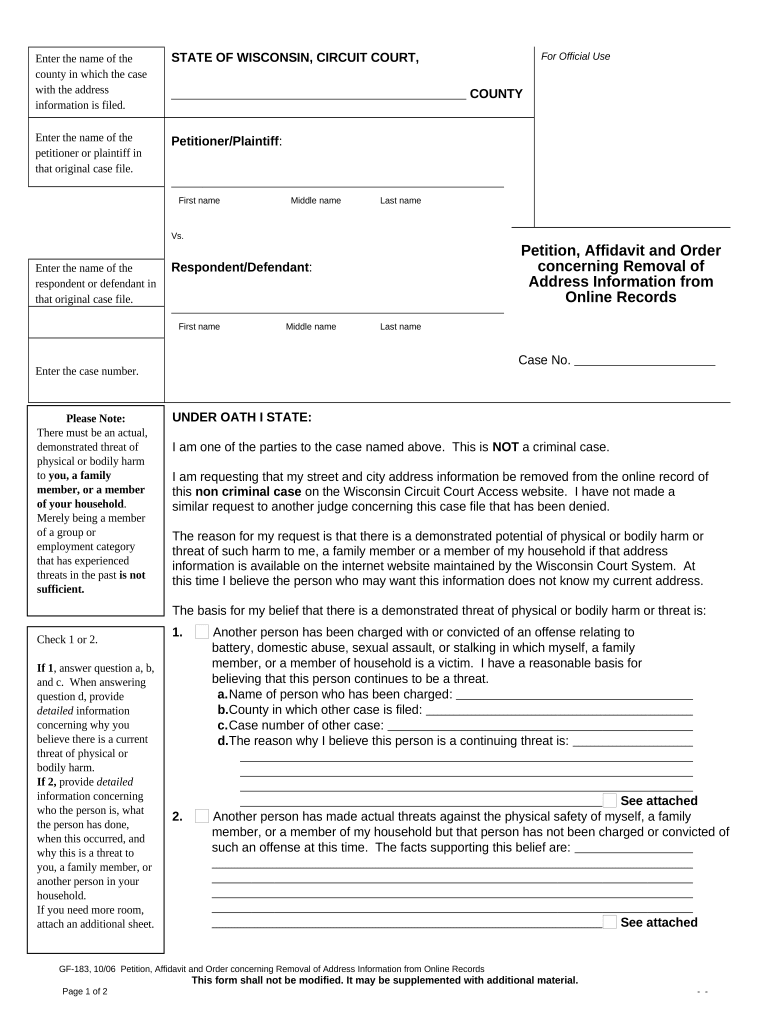 Wi Petition Form