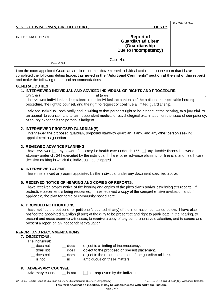 Ad Litem Guardianship  Form