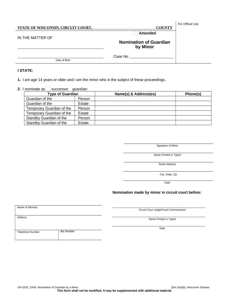 Nomination Guardian  Form