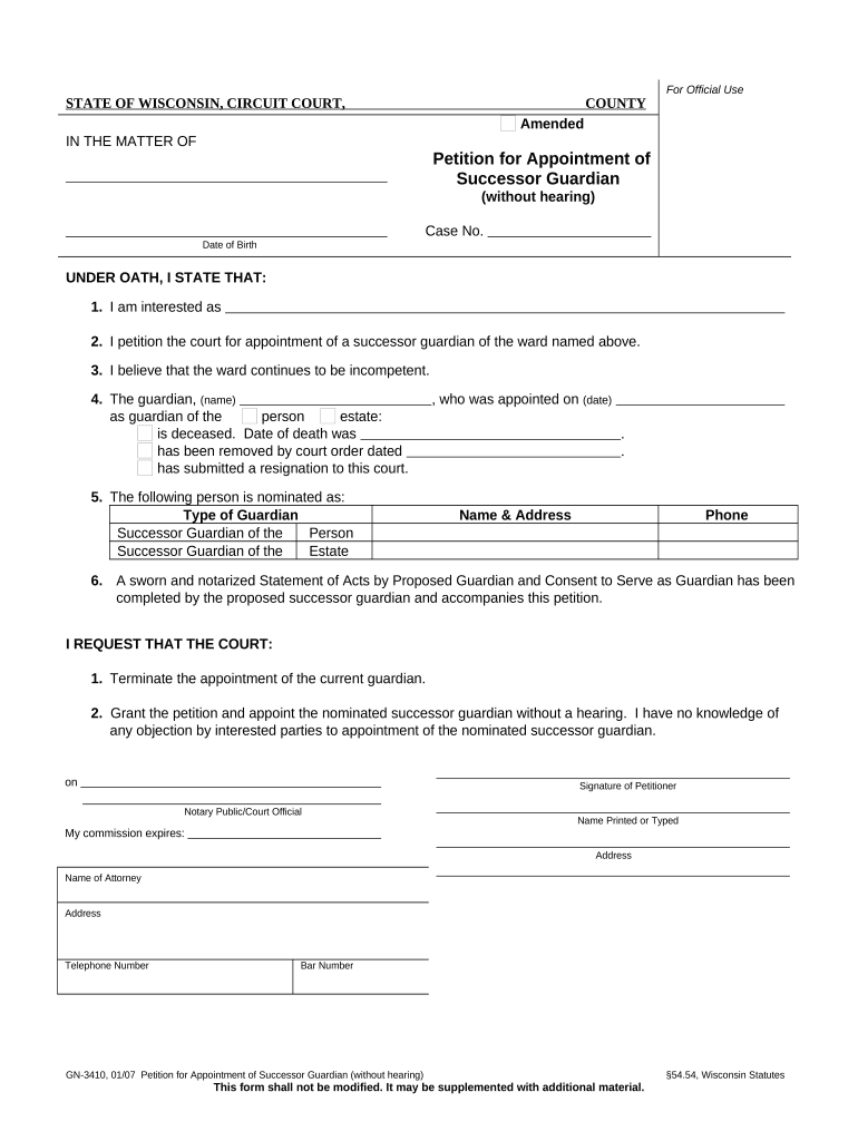 Successor Guardian  Form