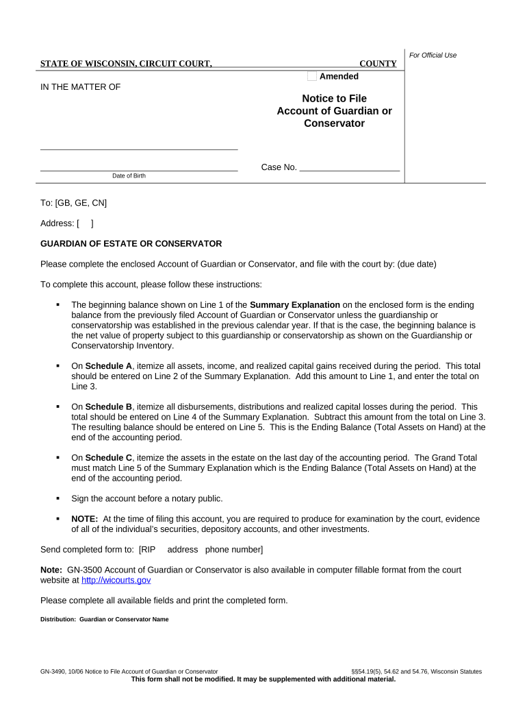 Account Guardian Conservator  Form