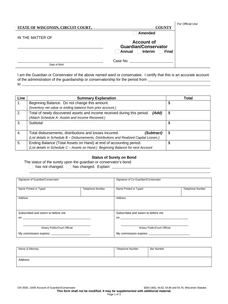 Account Guardian Conservator  Form