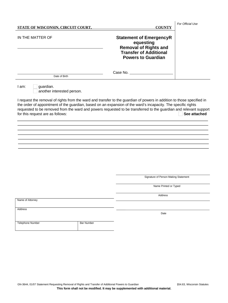Wisconsin Rights Additional  Form
