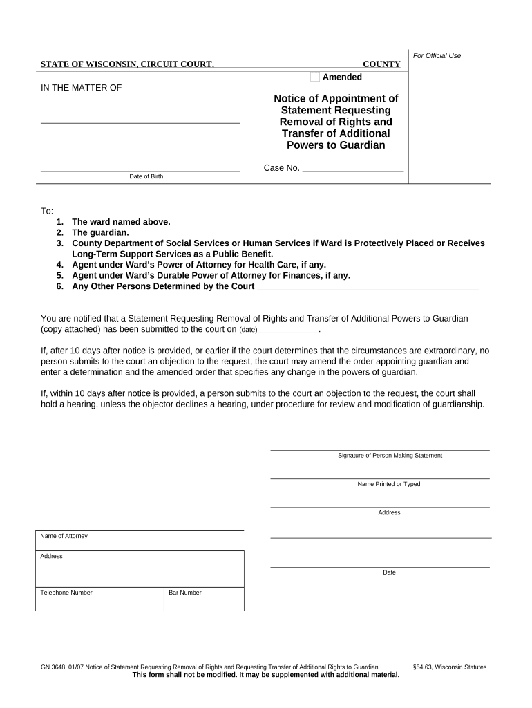 Notice Removal Form