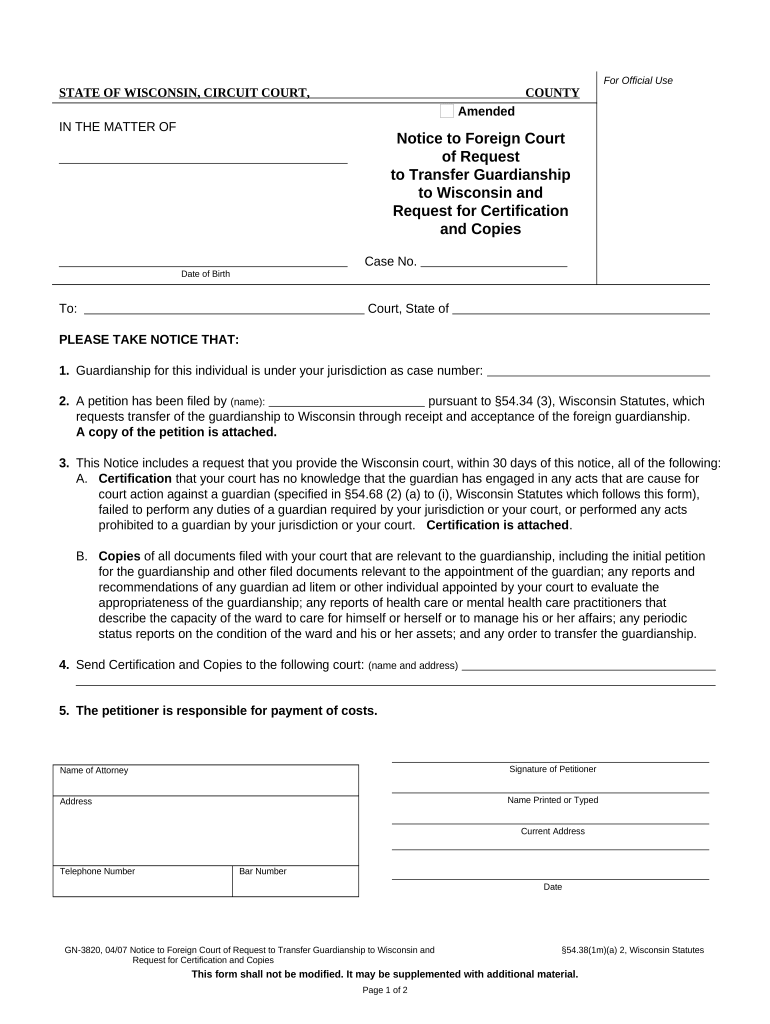 Notice Transfer Form
