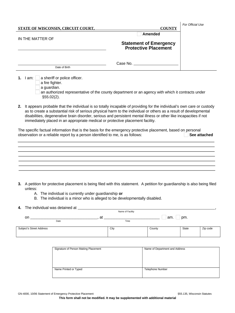 Emergency Placement Form