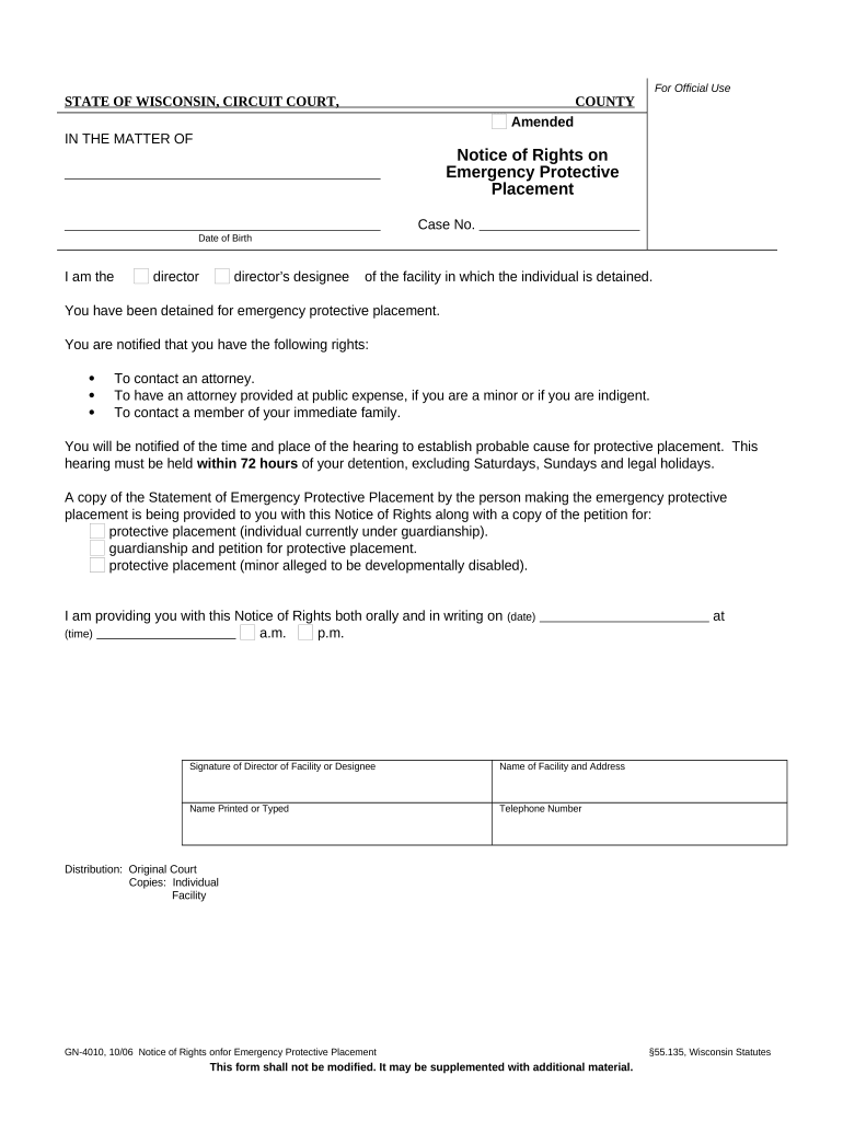 Wi Protective Placement  Form