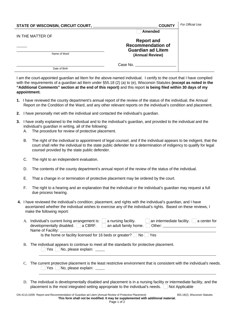 Report Ad Litem Sample  Form