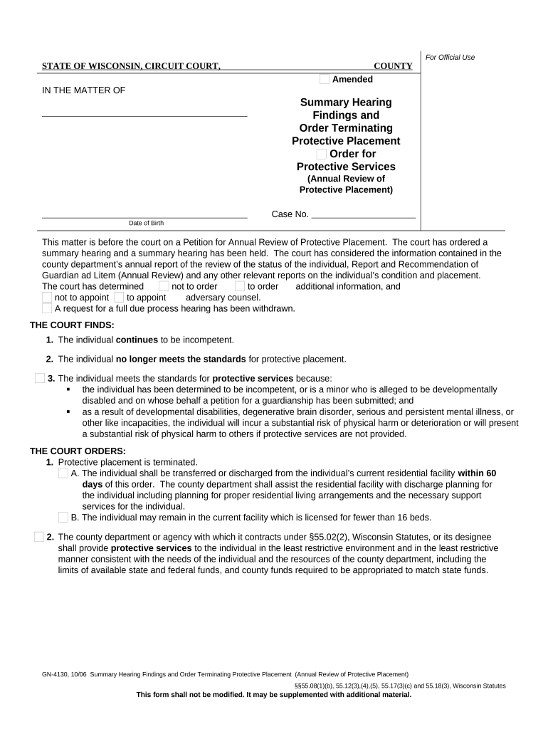 Wi Protective Placement  Form