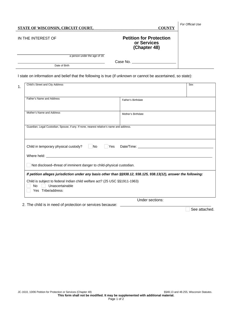 Wisconsin Chapter 48  Form