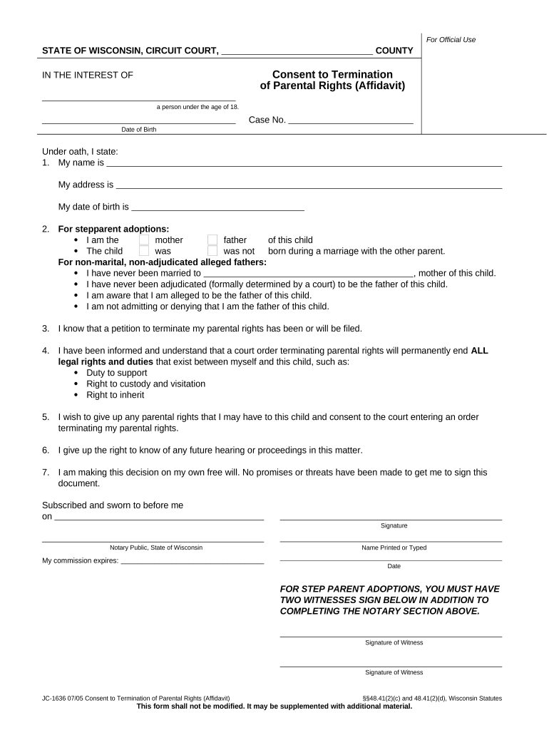 Termination Parental Rights  Form