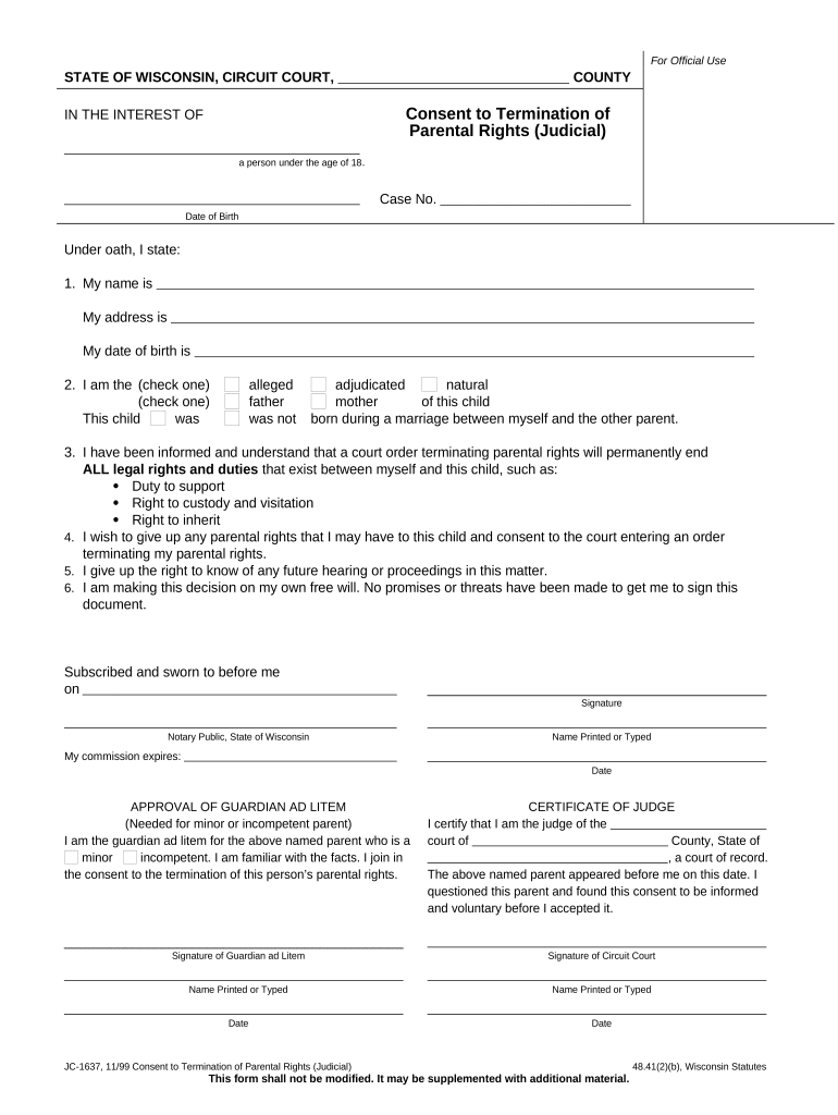 Termination Parental Rights  Form