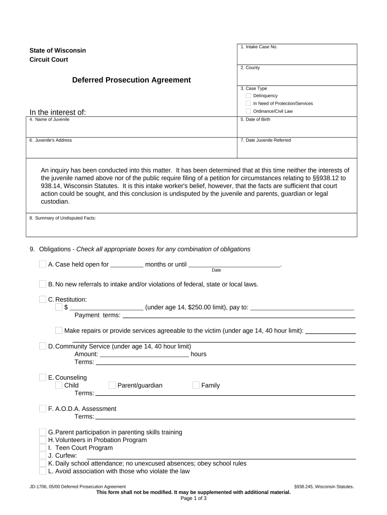 Deferred Prosecution Agreement  Form