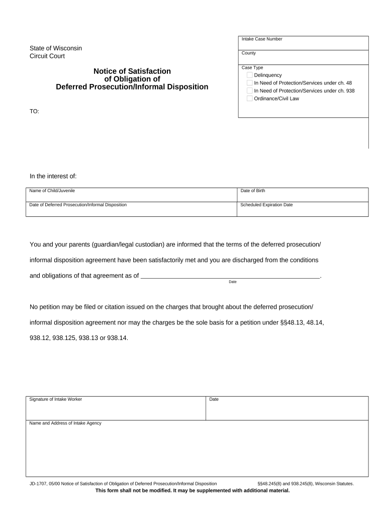 Deferred Prosecution Wisconsin  Form