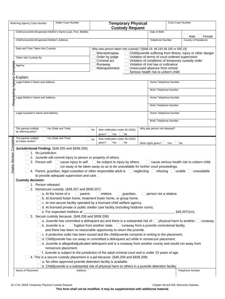 Physical Custody  Form