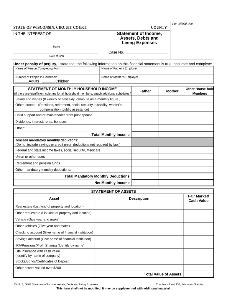 Wisconsin Assets  Form