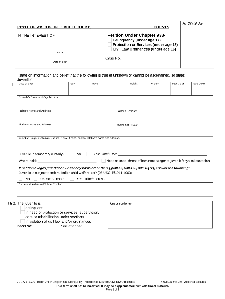 Wisconsin Chapter Law  Form