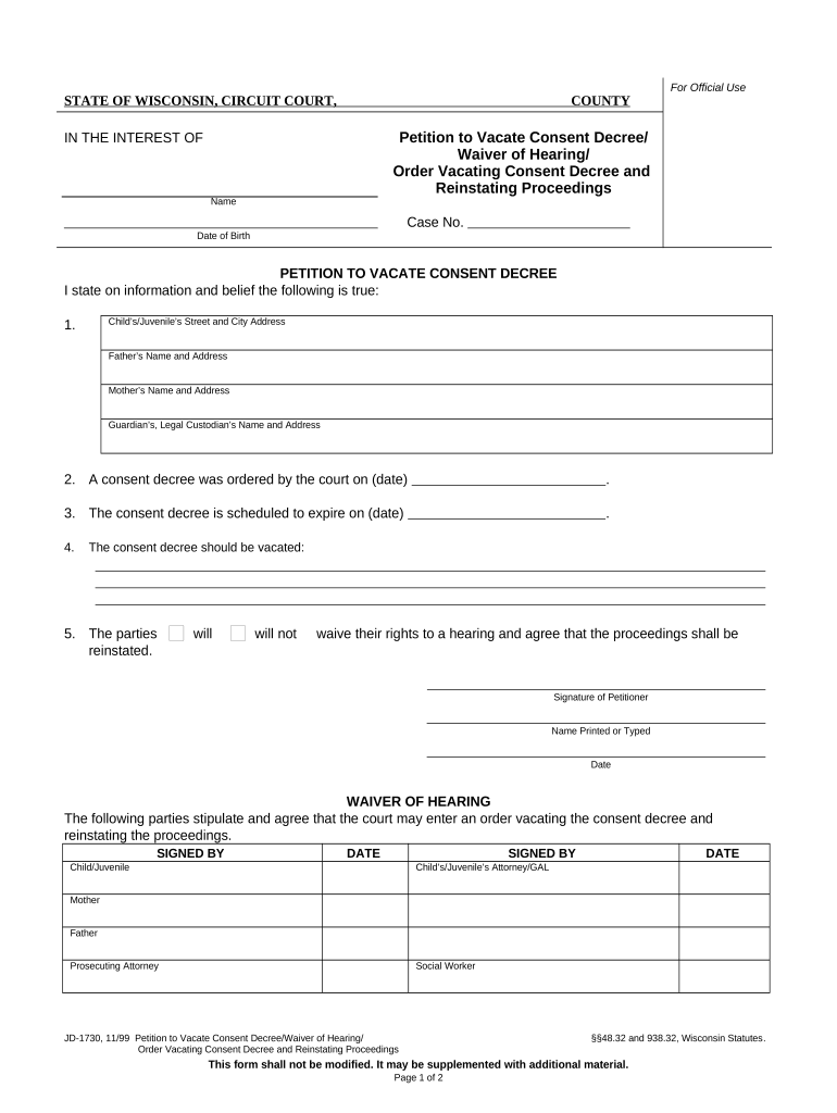 Wisconsin Proceedings  Form