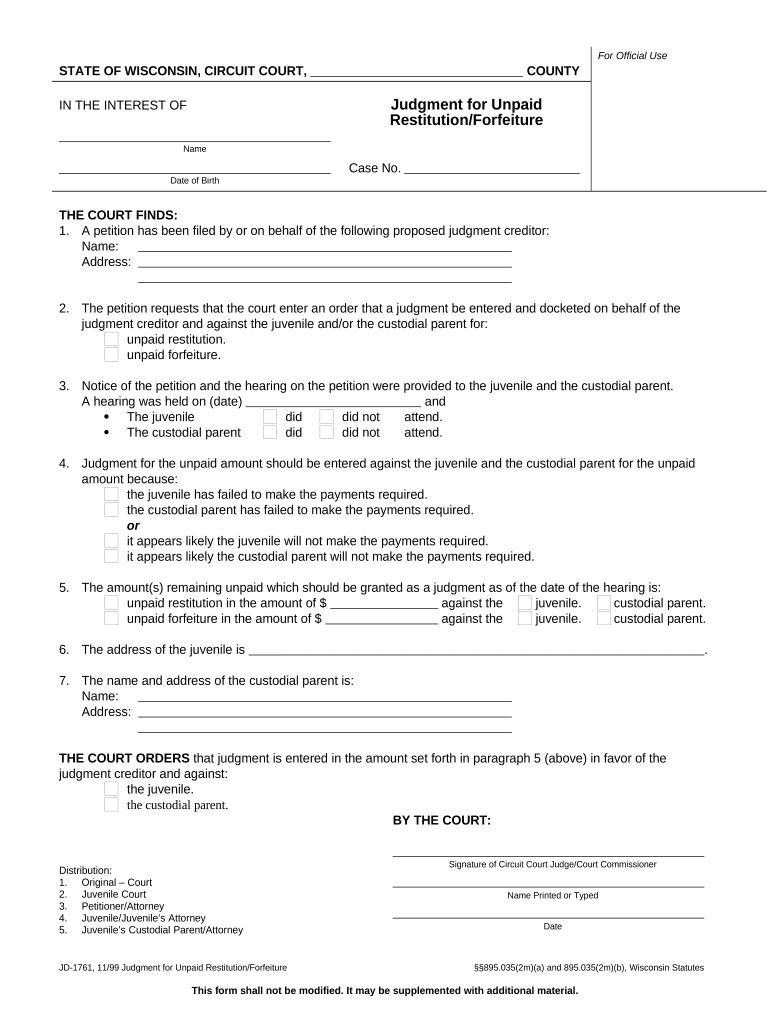 Restitution  Form