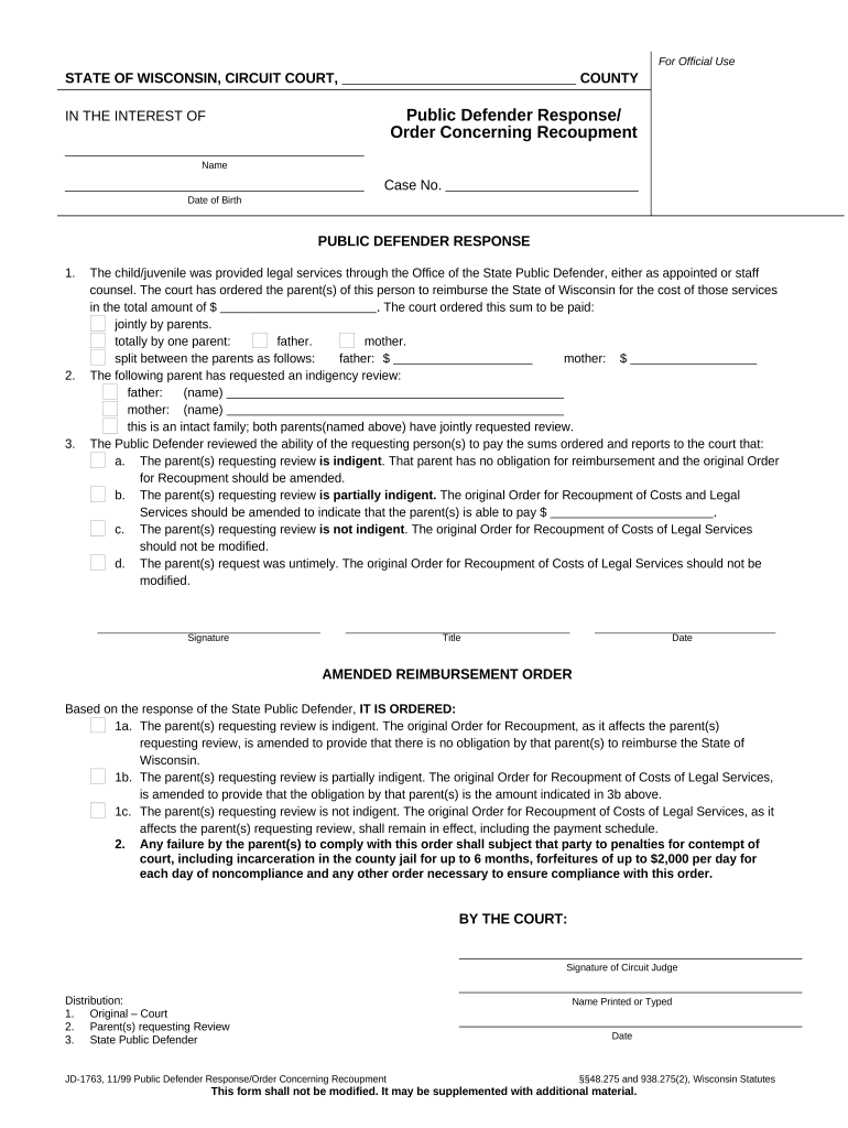Public Defender Wisconsin  Form
