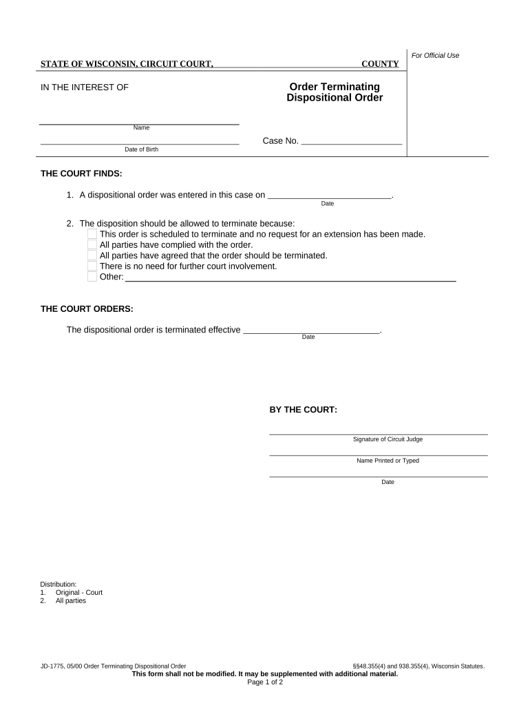 Order Dispositional  Form