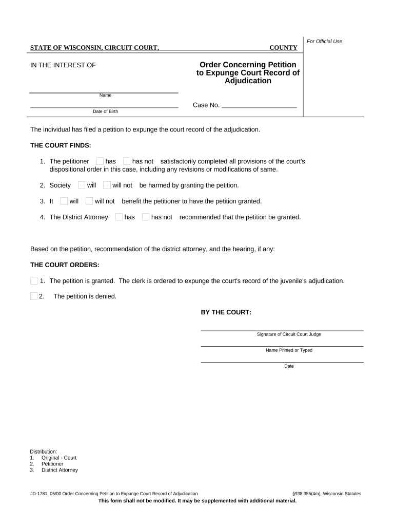 Expunge Court Record  Form