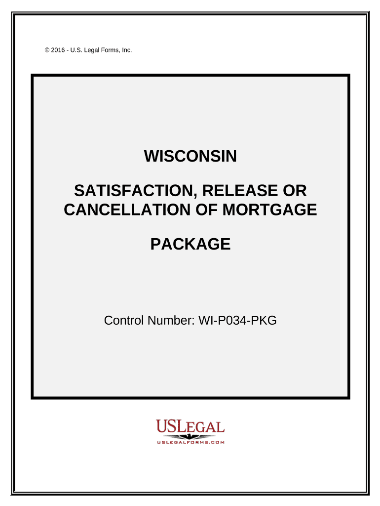 Satisfaction, Cancellation or Release of Mortgage Package Wisconsin  Form