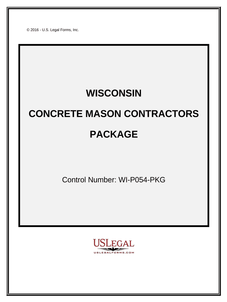 Concrete Mason Contractor Package Wisconsin  Form