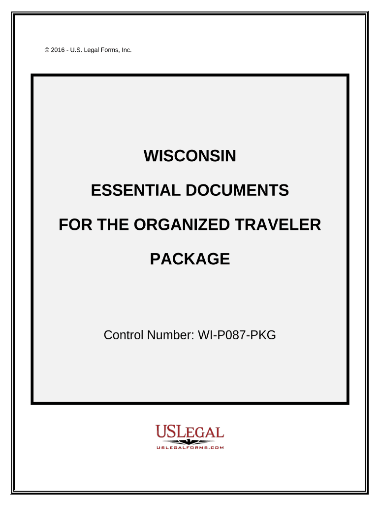 Essential Documents for the Organized Traveler Package Wisconsin  Form