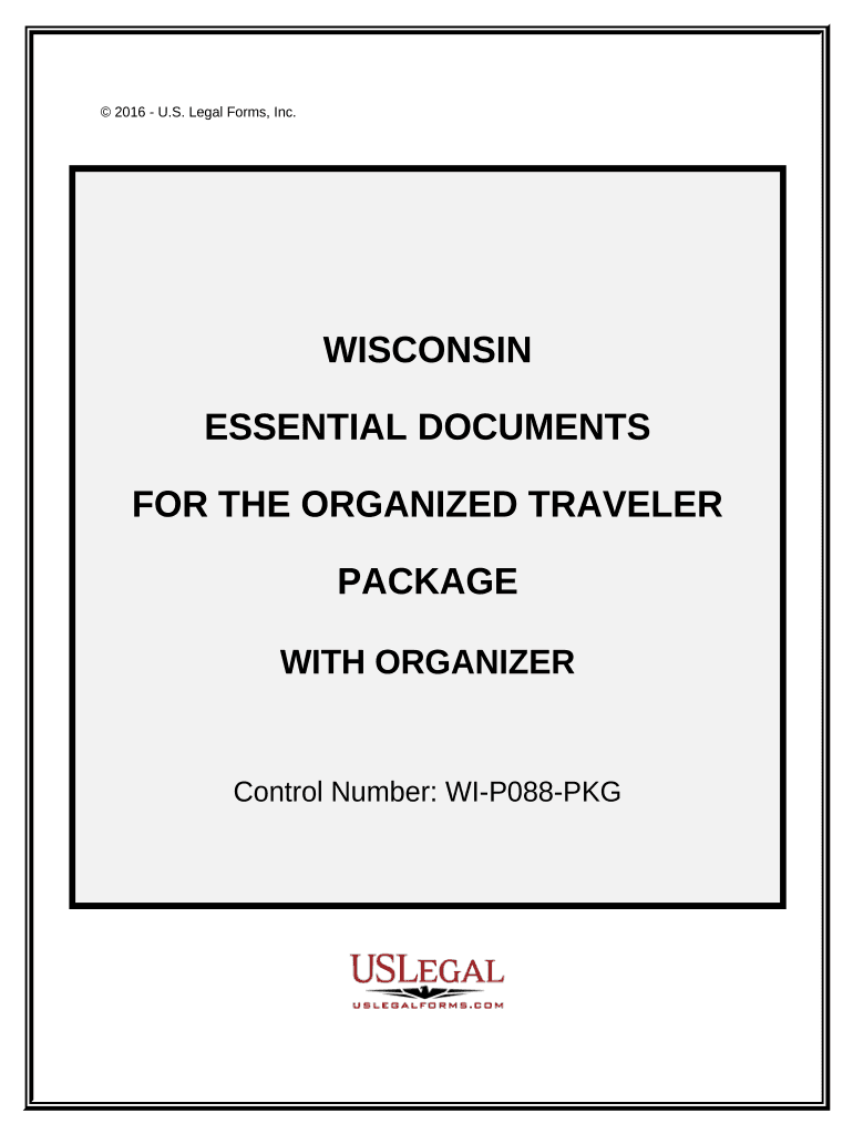 Essential Documents for the Organized Traveler Package with Personal Organizer Wisconsin  Form