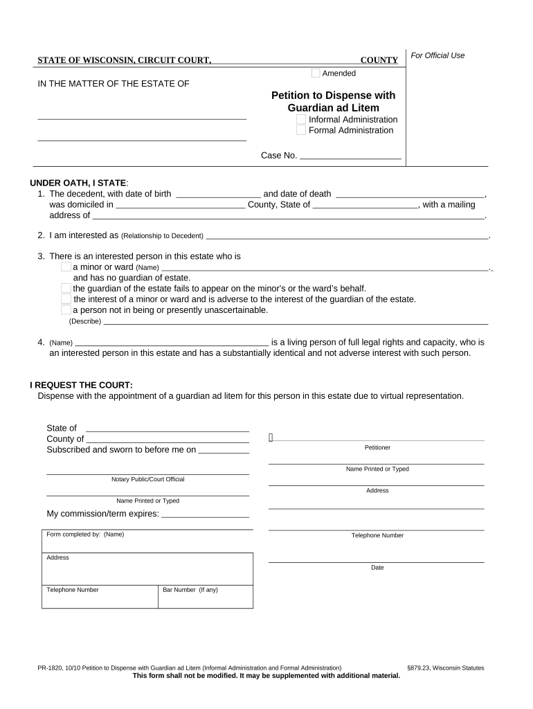 Wisconsin Guardian Litem  Form