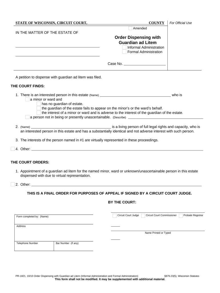 Wisconsin Guardian Ad  Form