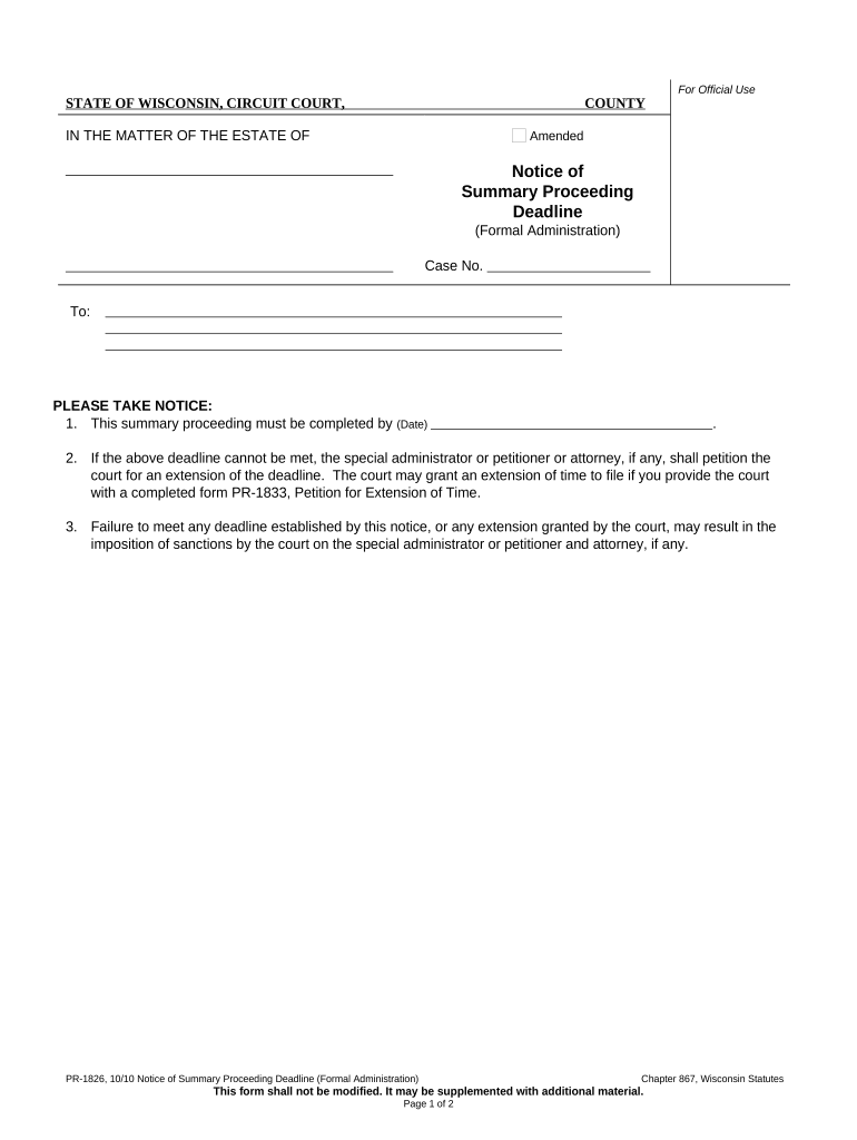 Wisconsin Notice  Form