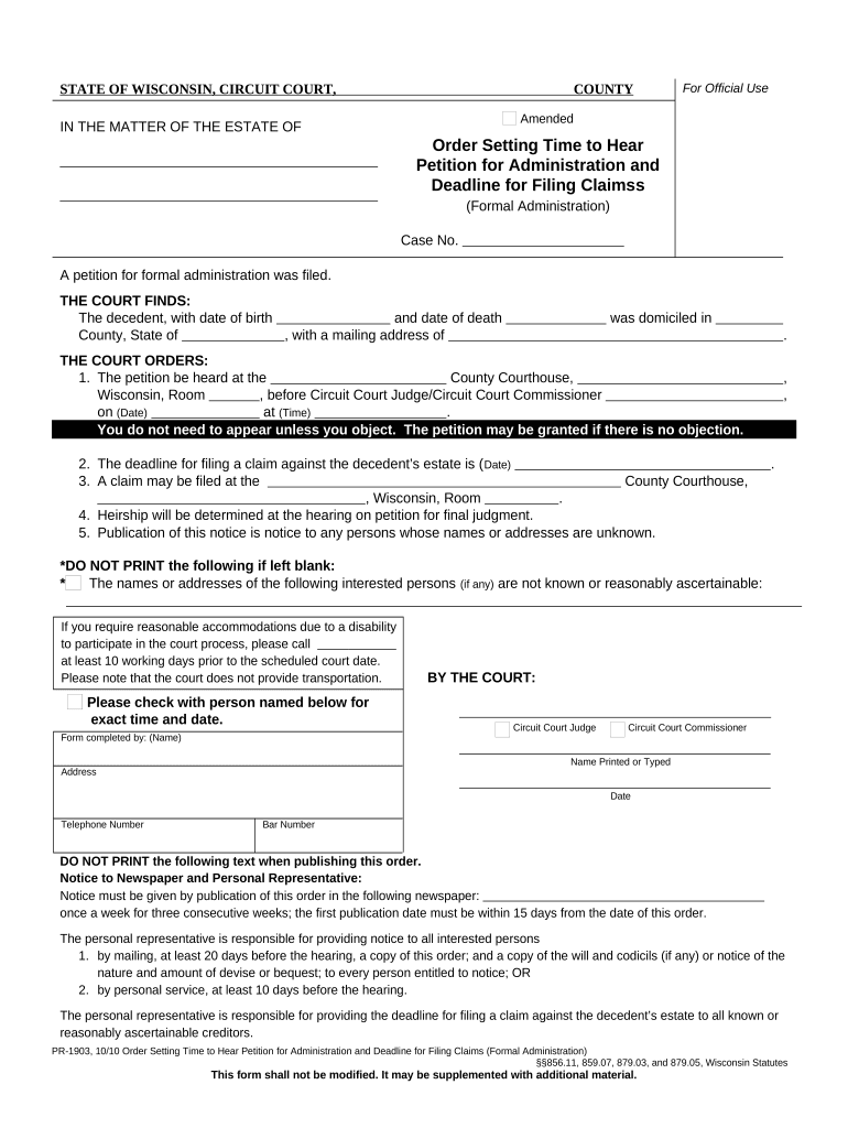 Wisconsin Heirship  Form