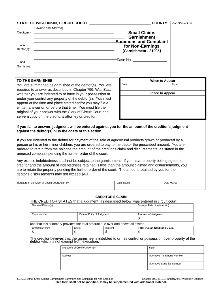 Wi Garnishment  Form