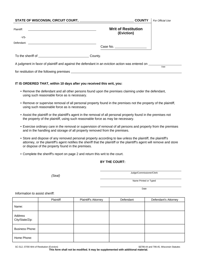 Restitution  Form