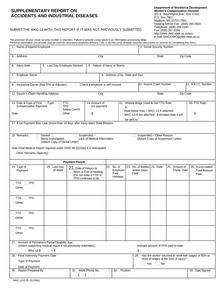 Wisconsin Workers Compensation Form